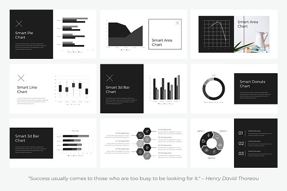 Detail Black And White Presentation Template Nomer 32
