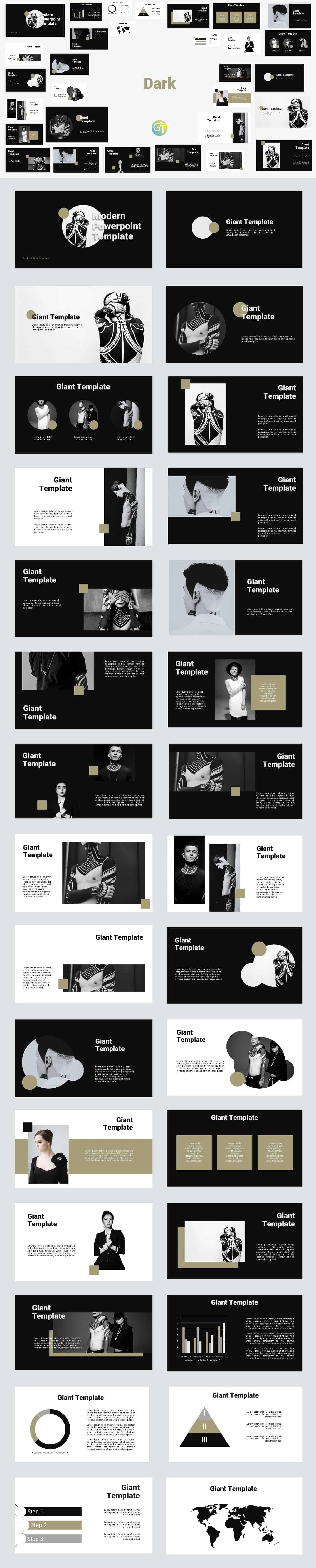 Detail Black And White Presentation Template Nomer 36