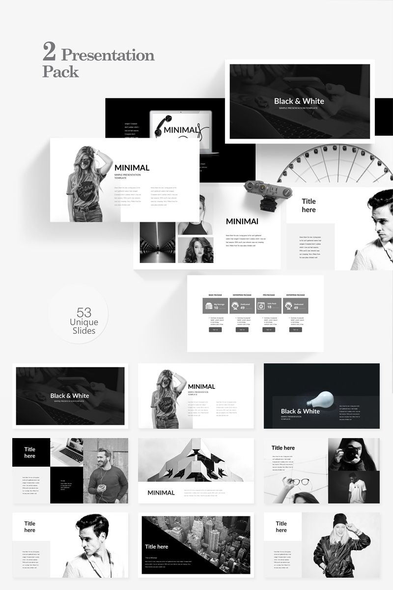 Detail Black And White Presentation Template Nomer 39