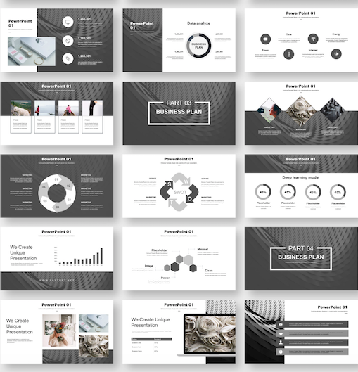 Detail Black And White Presentation Template Nomer 5