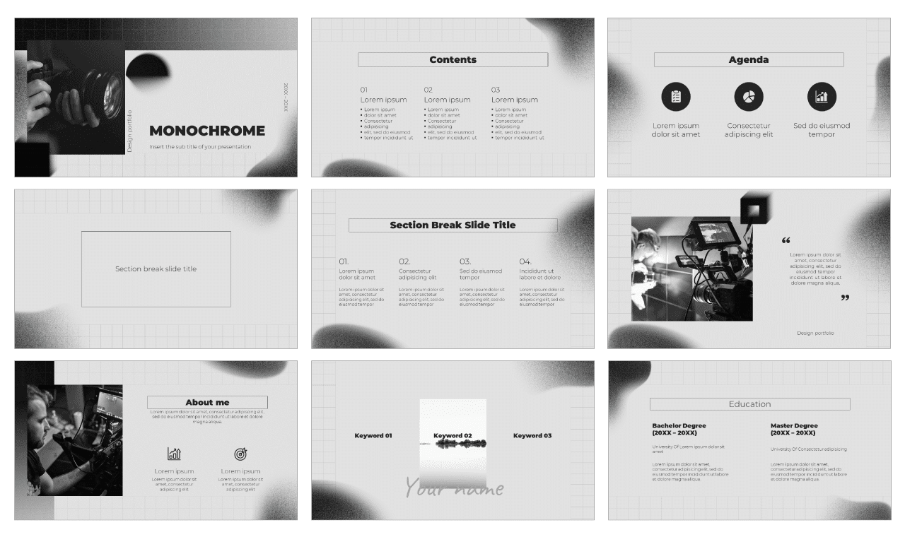 Detail Black And White Presentation Template Nomer 47