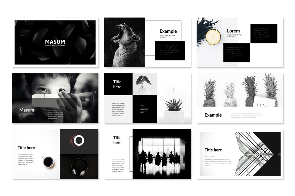 Detail Black And White Presentation Template Nomer 49