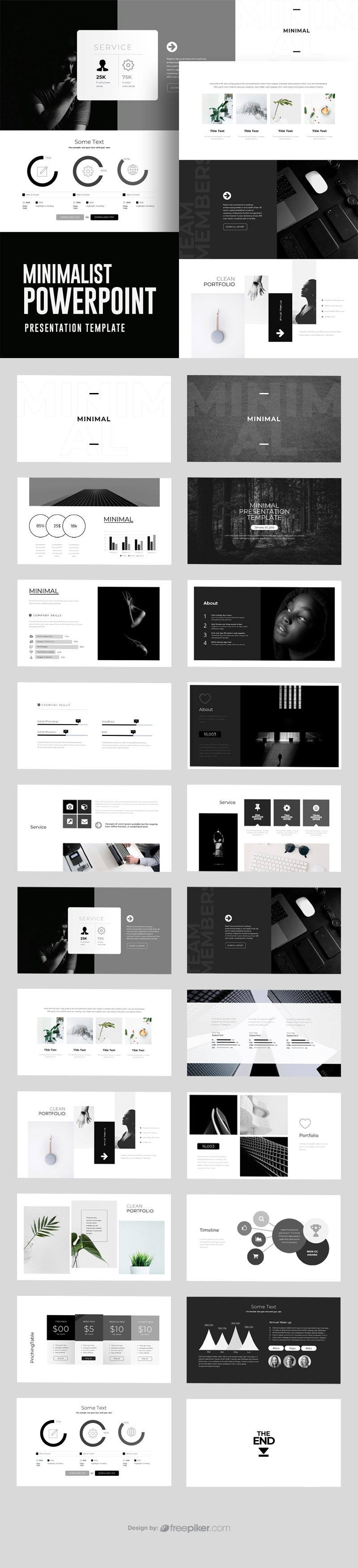 Detail Black And White Presentation Template Nomer 50