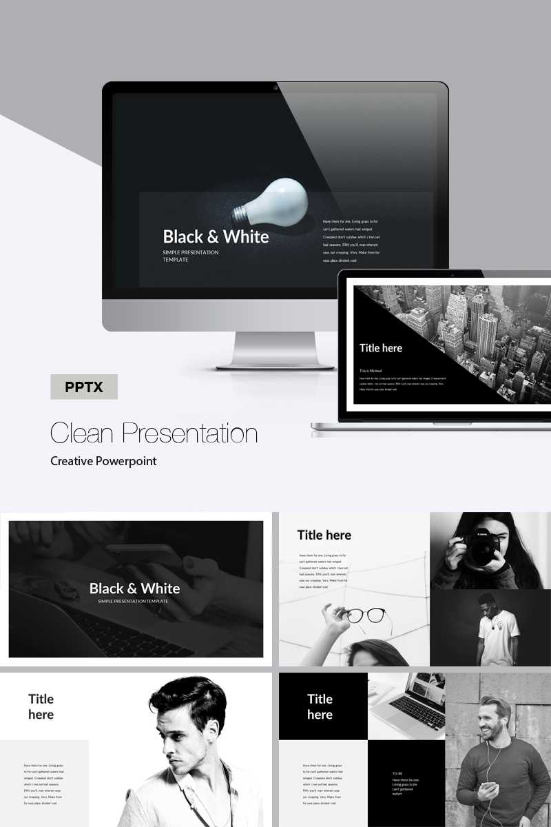 Detail Black And White Presentation Template Nomer 51