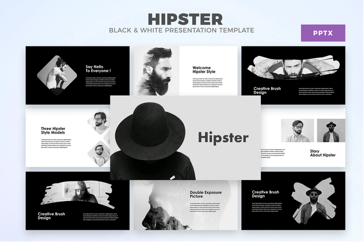 Detail Black And White Presentation Template Nomer 7