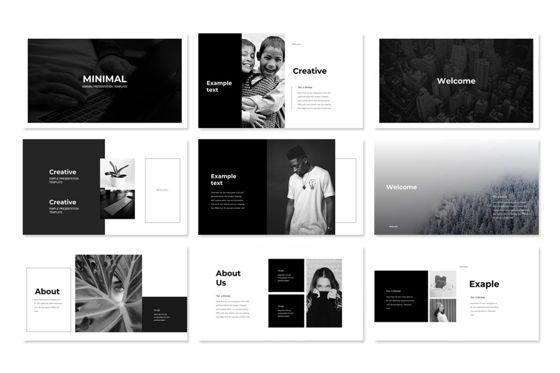 Detail Black And White Presentation Template Nomer 9