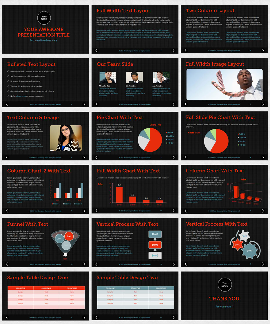 Detail Black Powerpoint Template Nomer 13