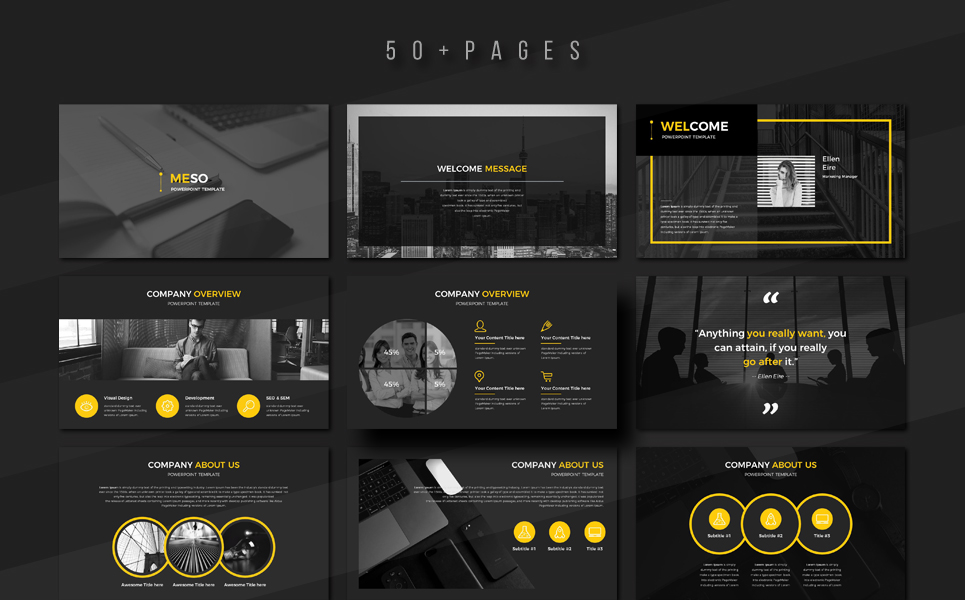 Detail Black Powerpoint Template Nomer 17