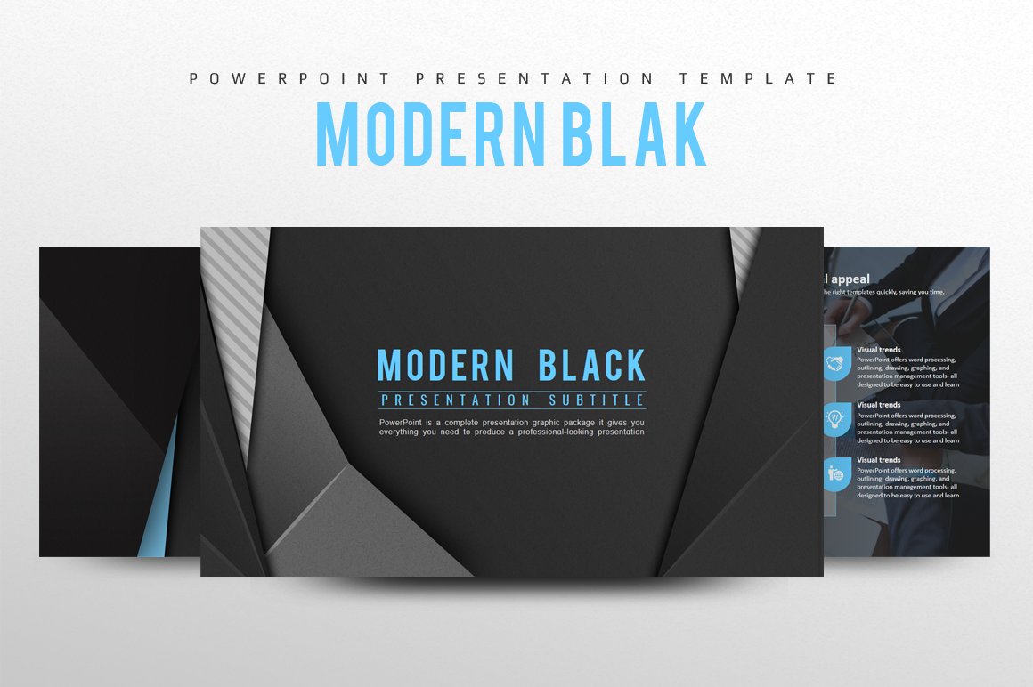 Detail Black Powerpoint Template Nomer 49