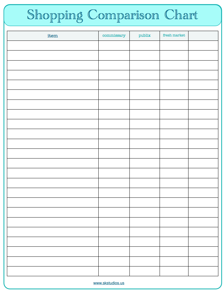 Detail Blank Comparison Chart Template Nomer 6