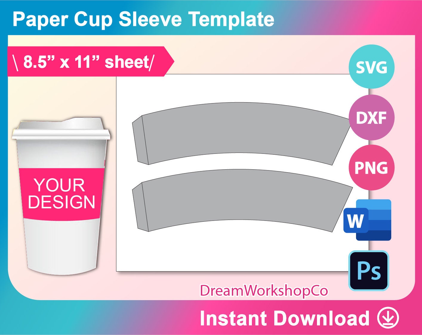 Detail Blank Cup Sleeve Template Nomer 6