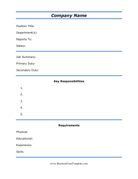 Blank Job Description Template - KibrisPDR