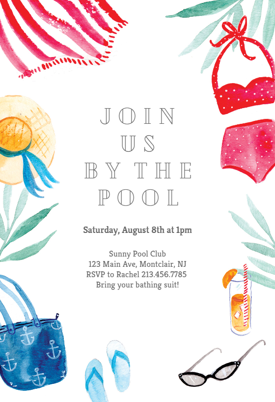 Detail Blank Pool Party Invitation Template Nomer 15