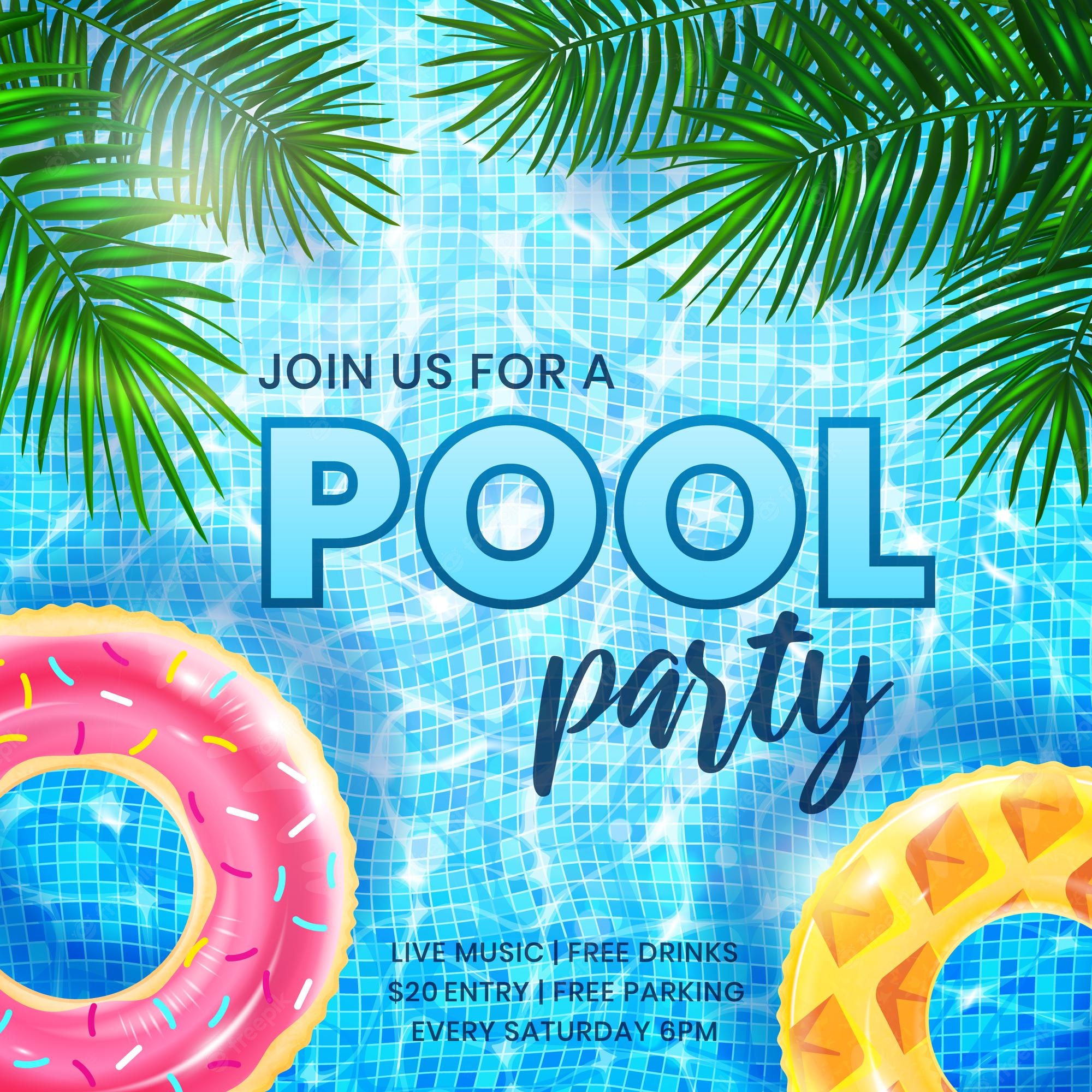 Detail Blank Pool Party Invitation Template Nomer 25