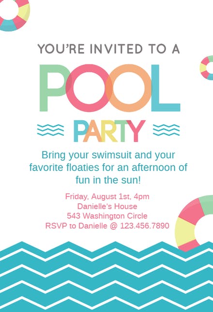 Detail Blank Pool Party Invitation Template Nomer 4