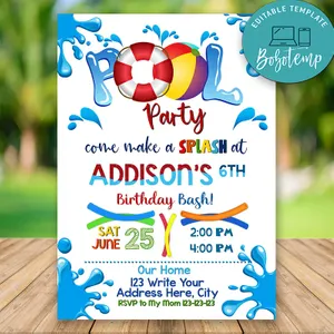 Detail Blank Pool Party Invitation Template Nomer 30