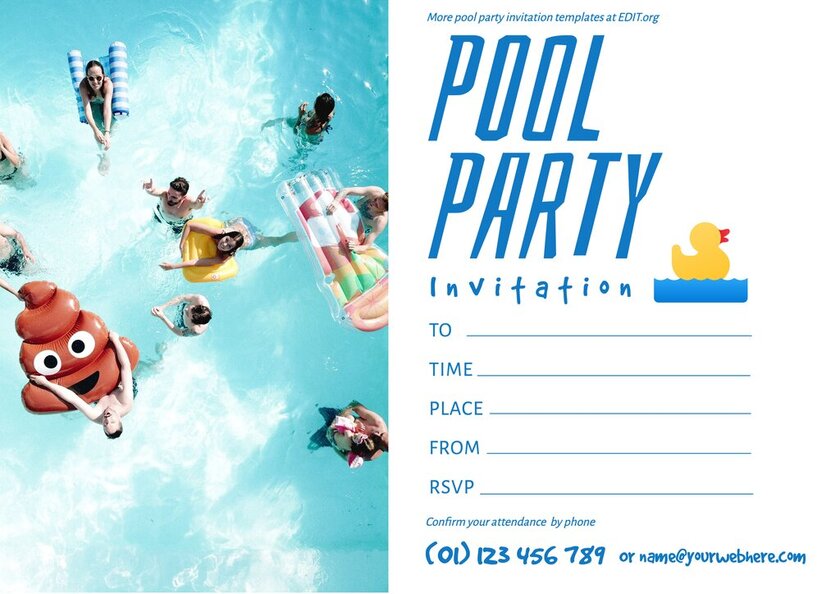 Detail Blank Pool Party Invitation Template Nomer 33