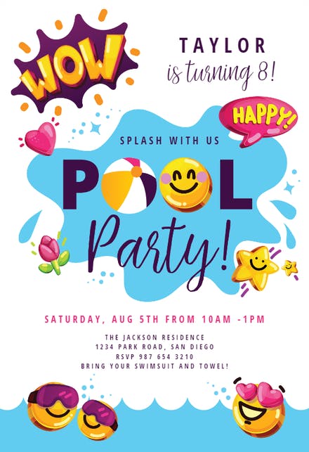 Detail Blank Pool Party Invitation Template Nomer 7