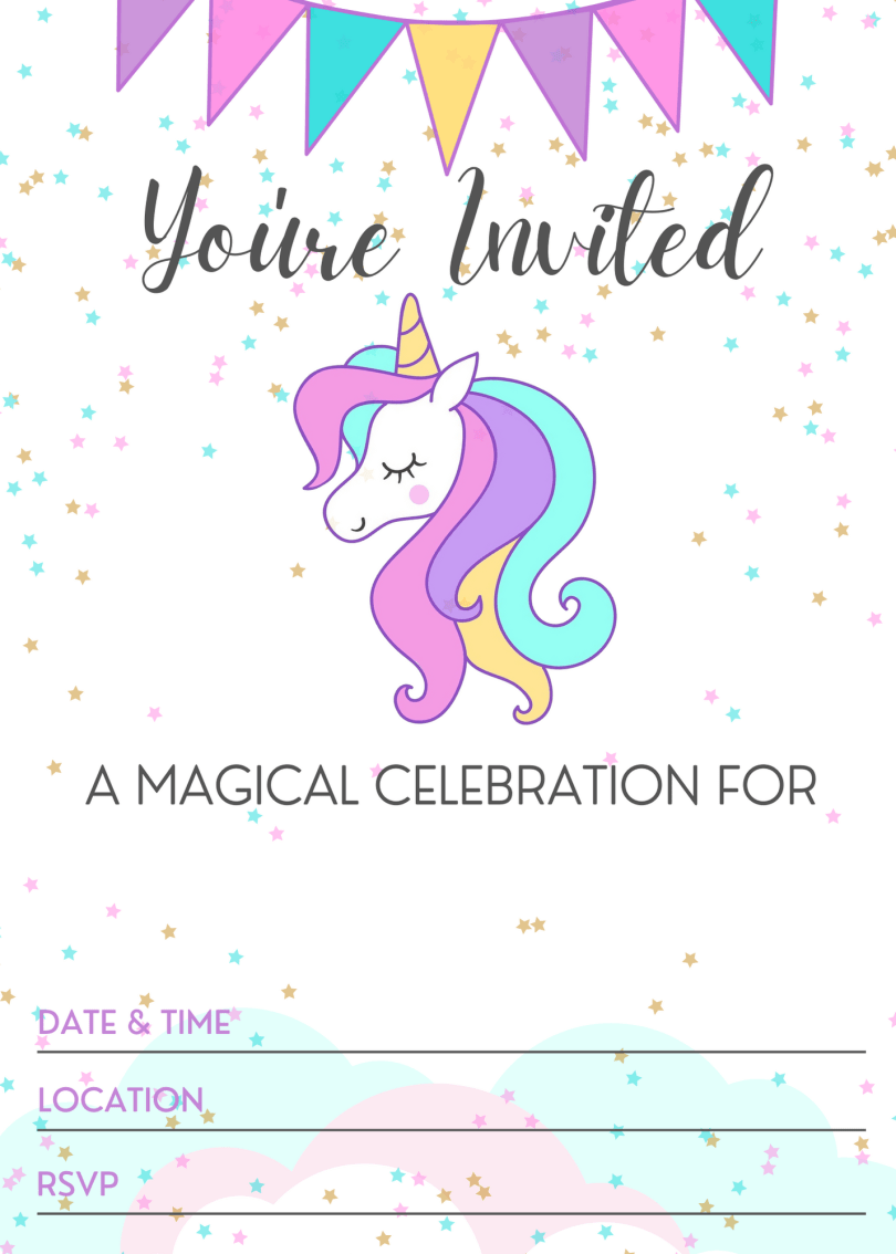 Blank Unicorn Invitation Template - KibrisPDR