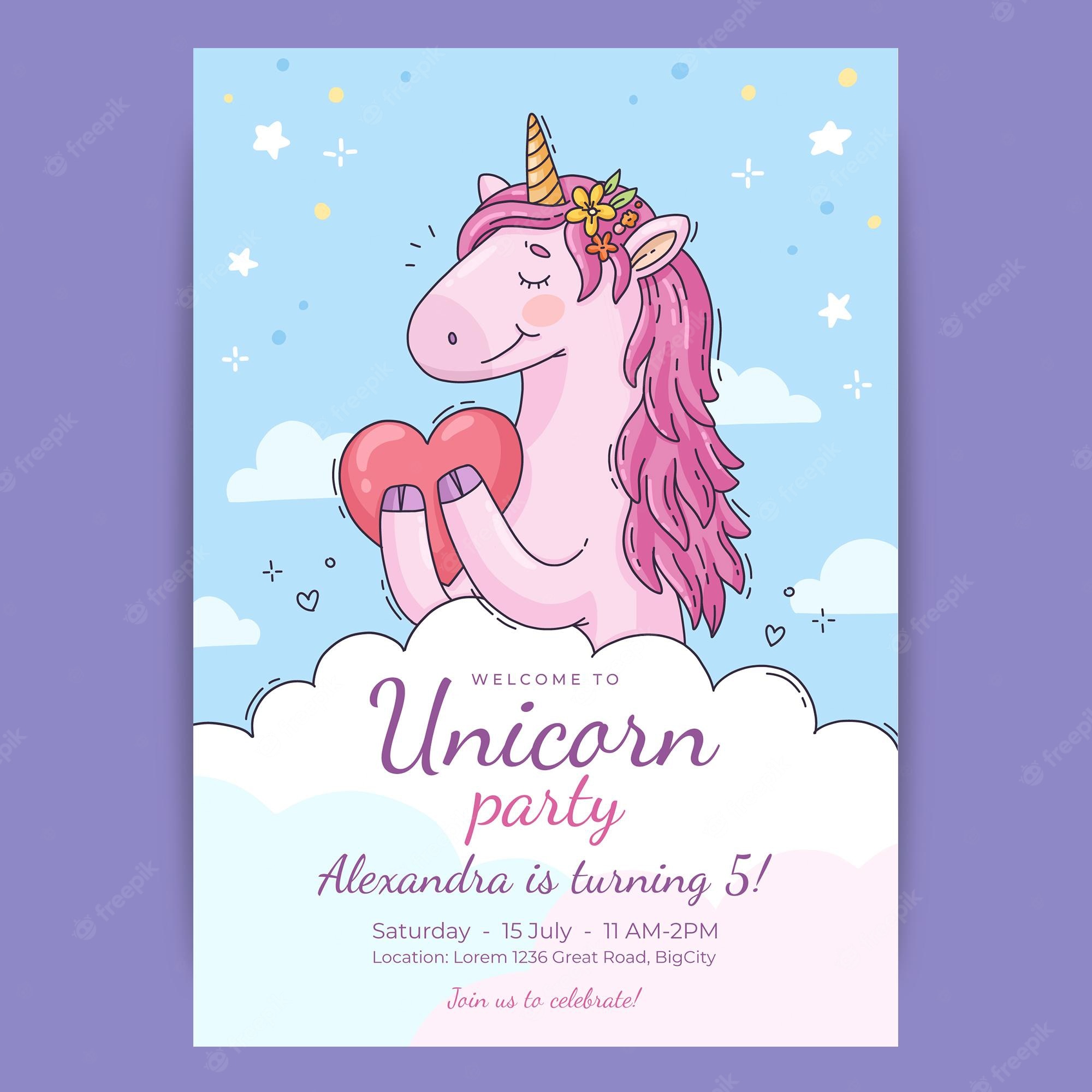 Detail Blank Unicorn Invitation Template Nomer 50