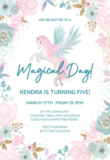 Detail Blank Unicorn Invitation Template Nomer 56