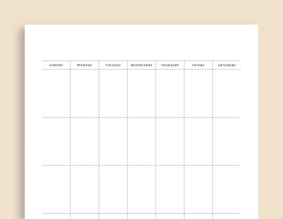 Detail Blank Wall Calendar Template Nomer 11