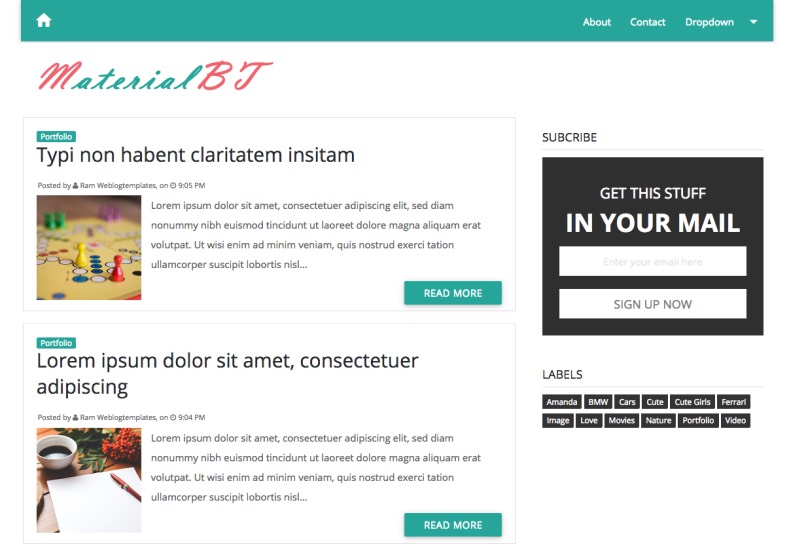 Detail Blogger Template Material Design Nomer 4