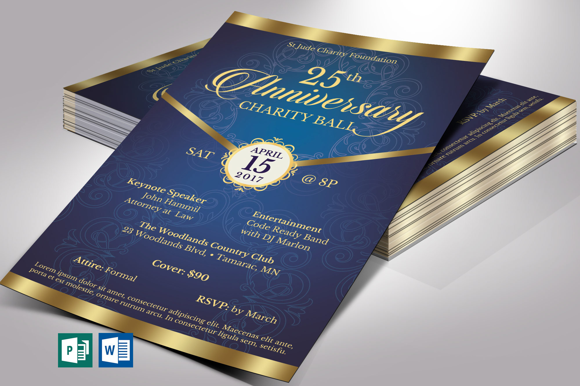 Detail Blue And Gold Flyer Template Nomer 4