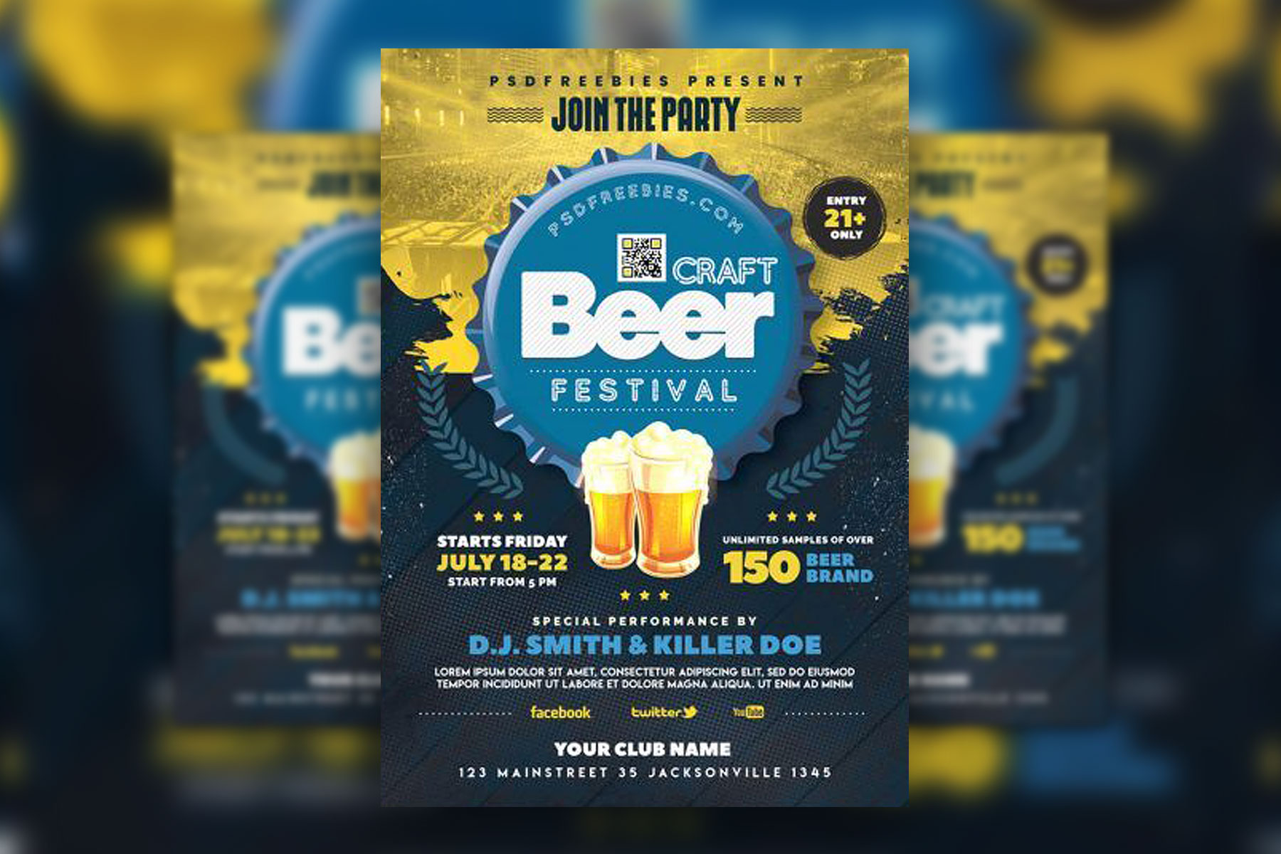 Detail Blue And Gold Flyer Template Nomer 42
