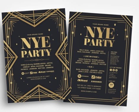 Detail Blue And Gold Flyer Template Nomer 43