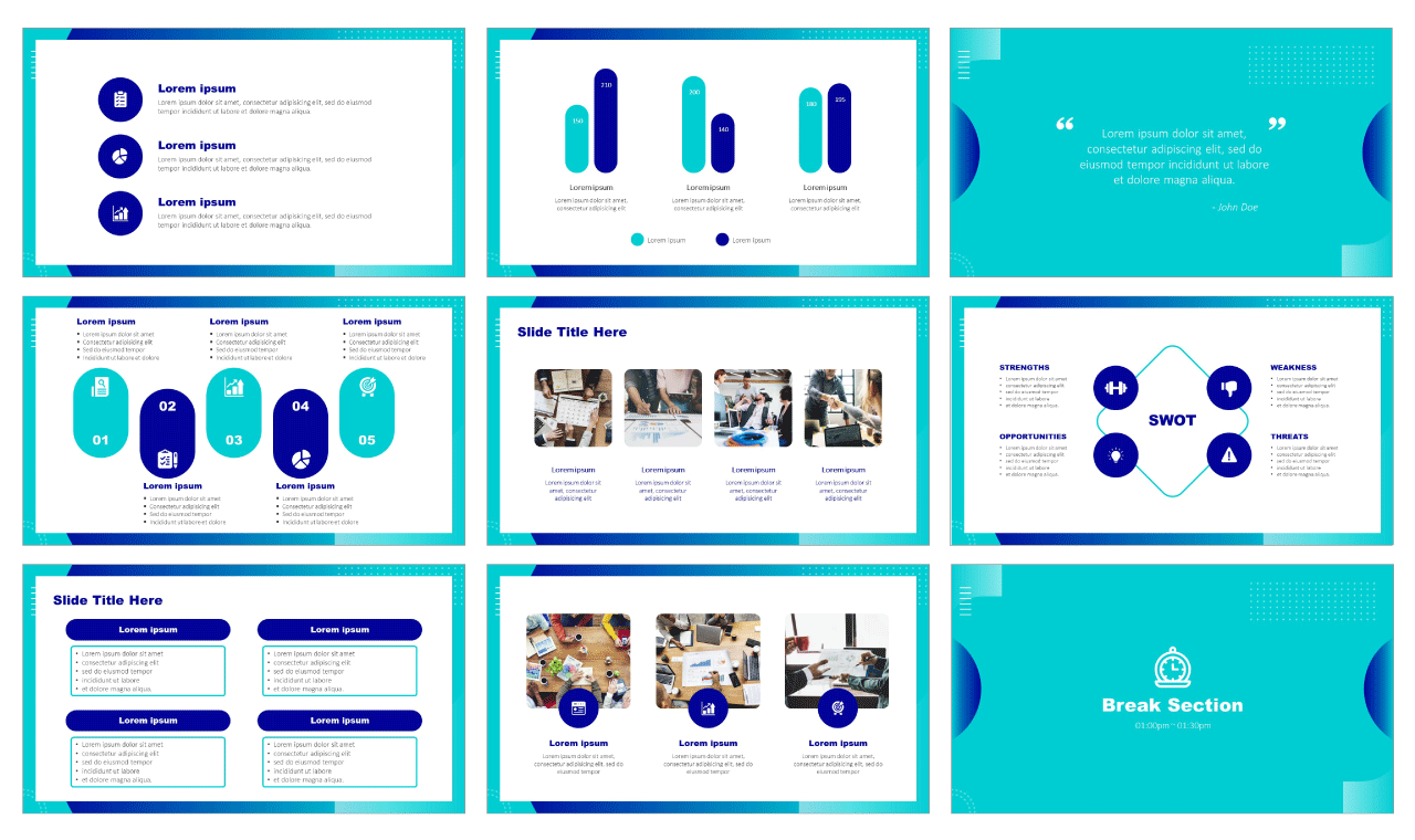 Detail Blue Ppt Template Nomer 53