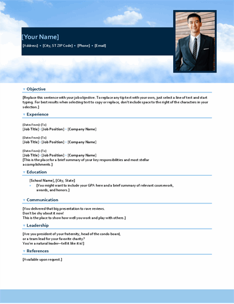 Detail Blue Resume Template Nomer 20