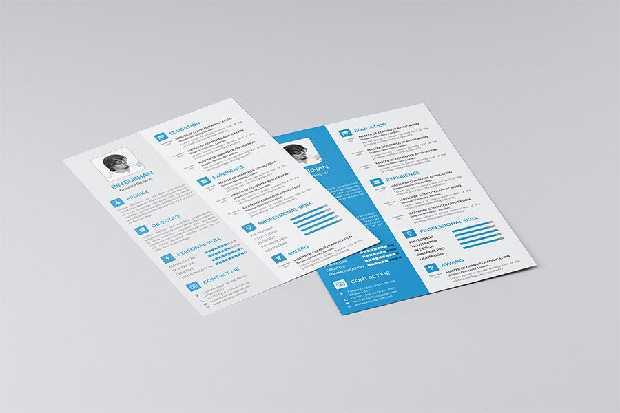 Detail Blue Resume Template Nomer 24