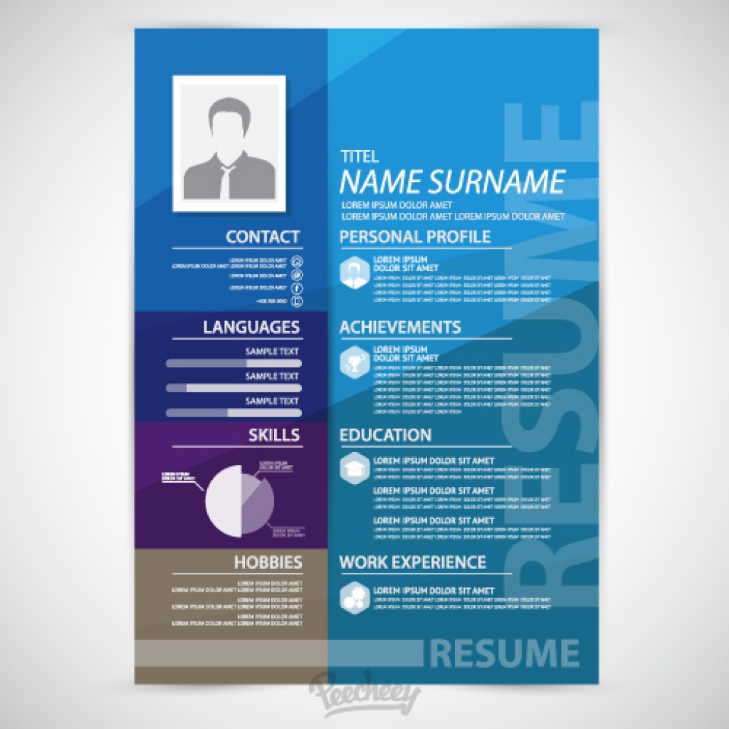 Detail Blue Resume Template Nomer 26