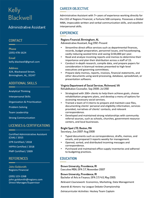 Detail Blue Resume Template Nomer 30