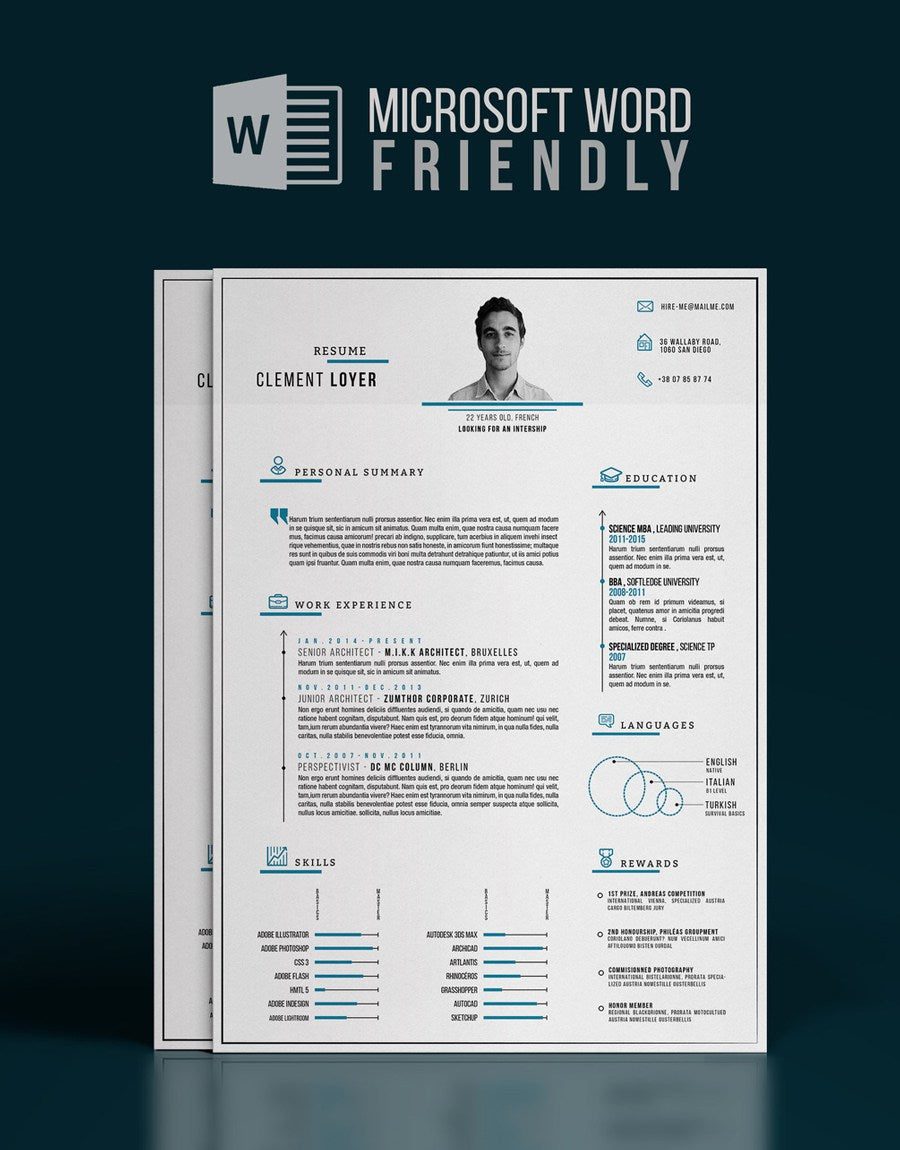 Detail Blue Resume Template Nomer 9