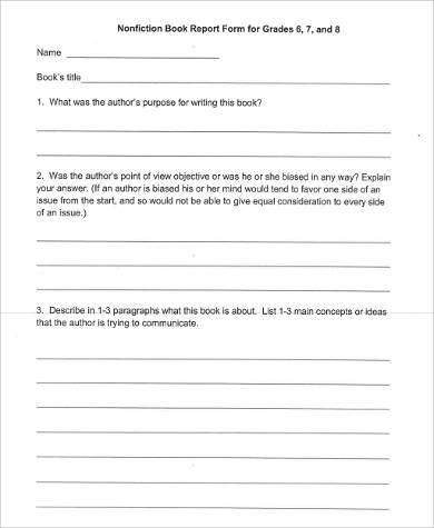 Detail Book Report Template 7th Grade Nomer 39