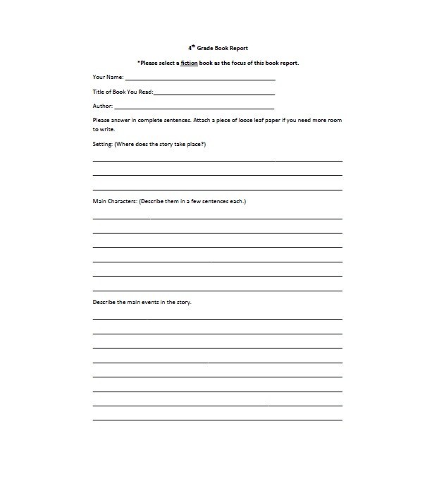 Detail Book Report Template 7th Grade Nomer 6