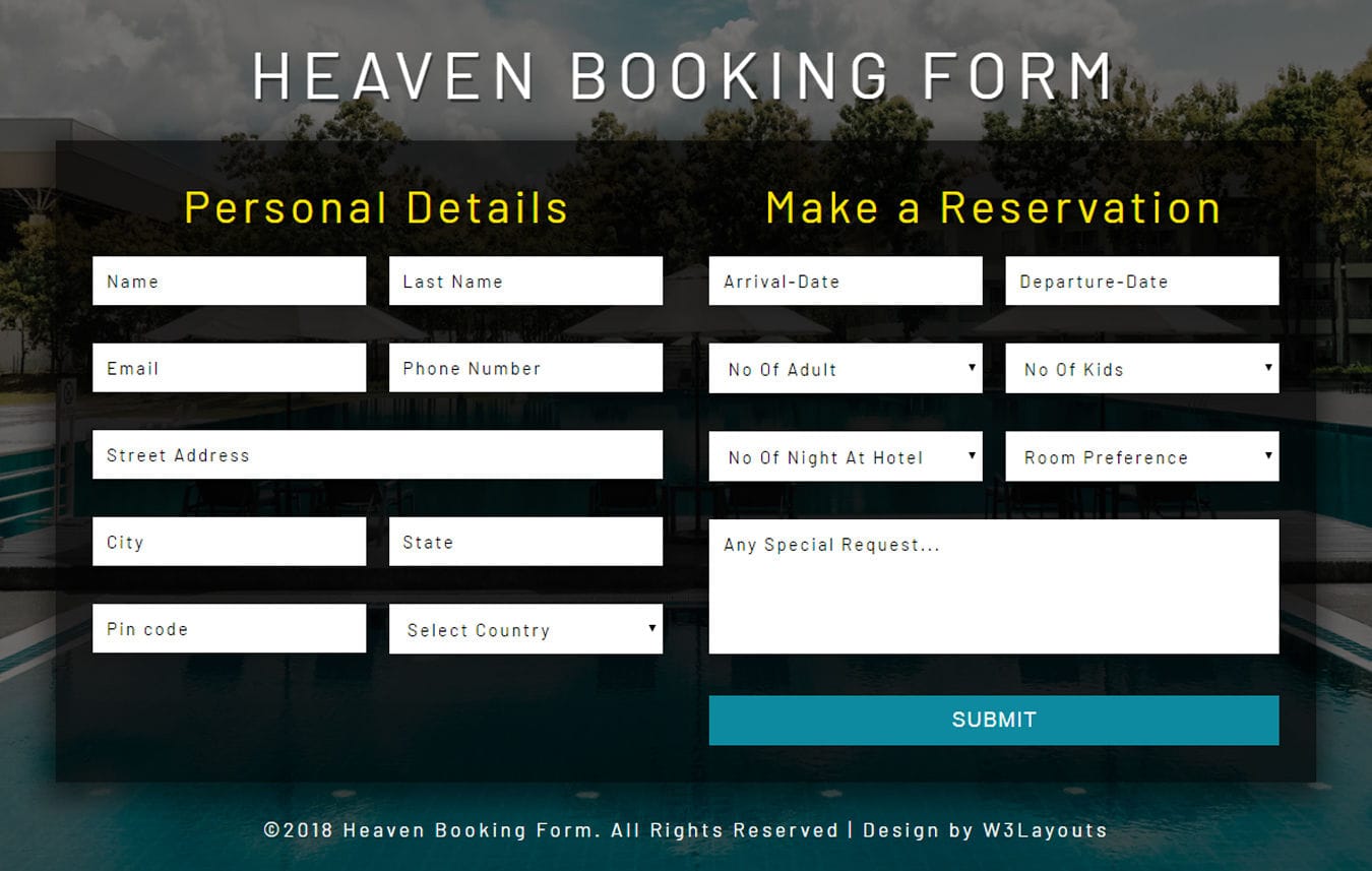 Detail Booking Form Design Template Nomer 37