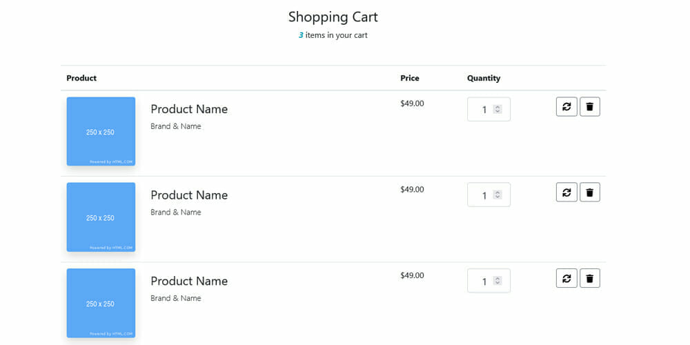 Detail Bootstrap 3 Cart Template Nomer 16