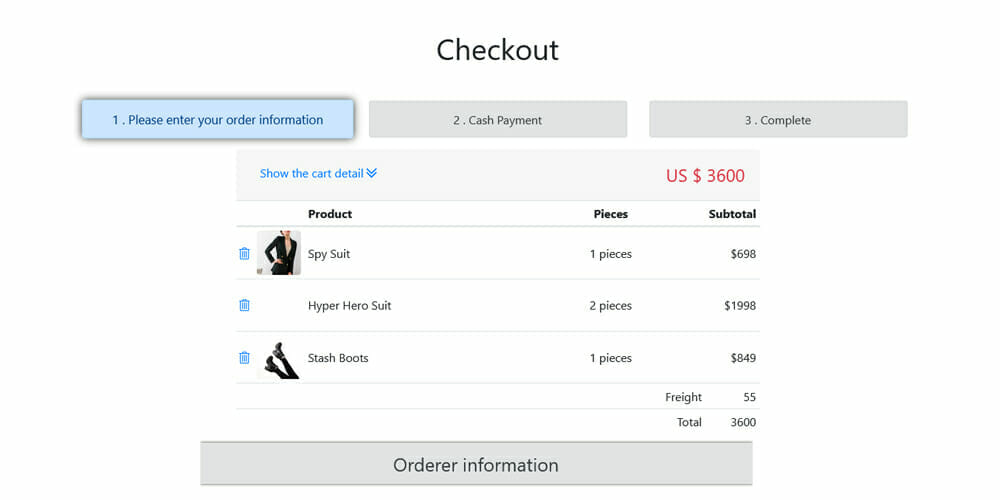 Detail Bootstrap 3 Cart Template Nomer 4