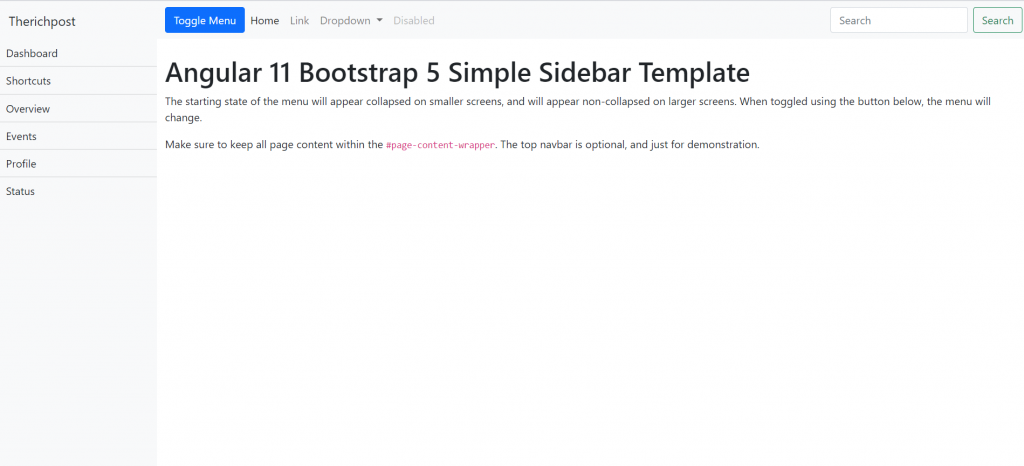 Detail Bootstrap 3 Sidebar Template Nomer 21