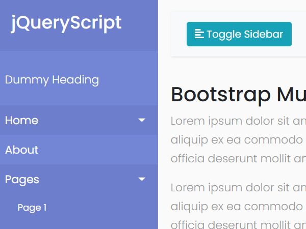 Detail Bootstrap 3 Sidebar Template Nomer 32