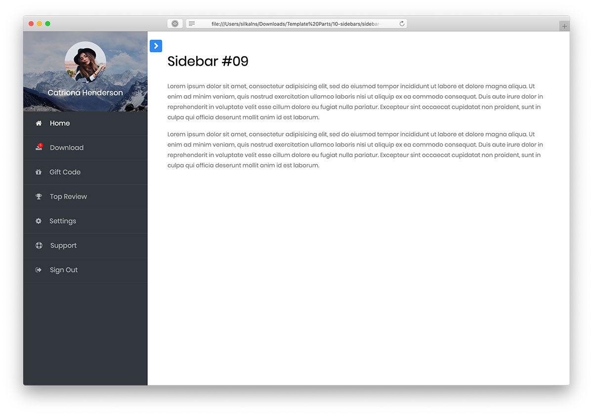 Detail Bootstrap 3 Sidebar Template Nomer 43
