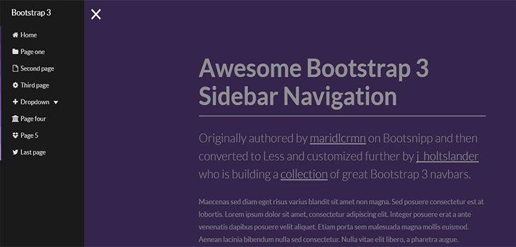 Detail Bootstrap 3 Sidebar Template Nomer 6