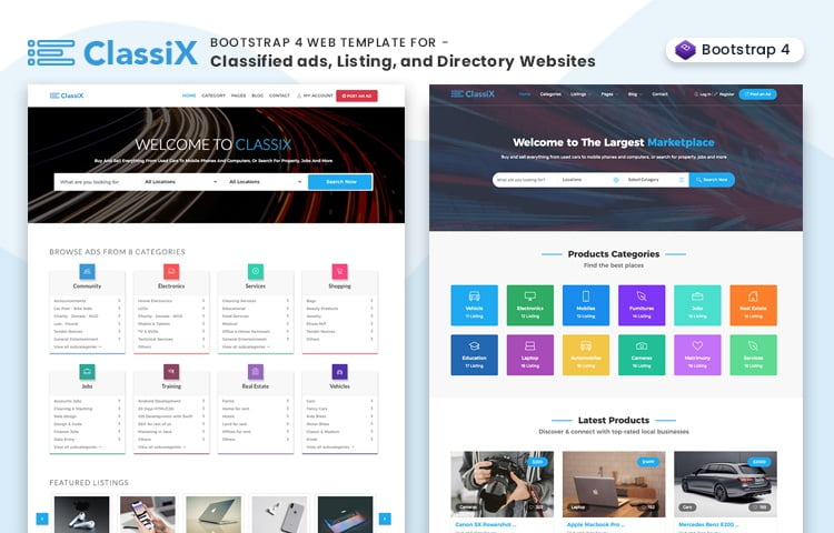 Bootstrap 4 Classified Template - KibrisPDR
