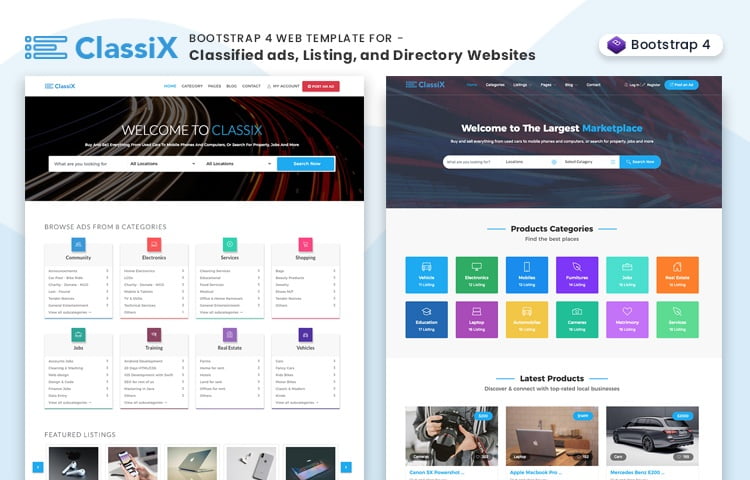 Bootstrap 4 Classified Template - KibrisPDR