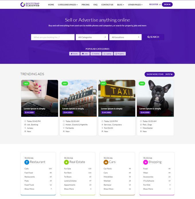 Detail Bootstrap 4 Classified Template Nomer 14