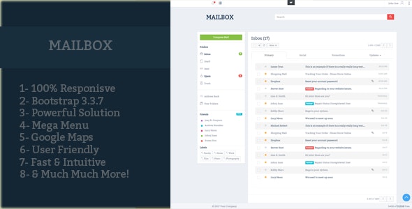 Detail Bootstrap 4 Email Inbox Template Nomer 2