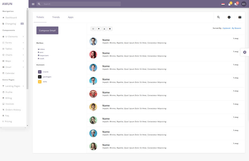 Detail Bootstrap 4 Email Inbox Template Nomer 23